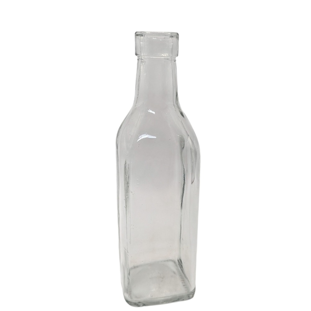 Vintage Anchor Hocking Bottle Square Glass Eight Inches Air Bubbles Smooth Top